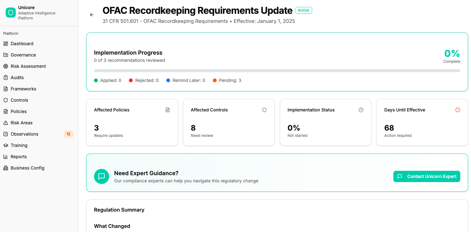 OFAC Recordkeeping Requirements Update