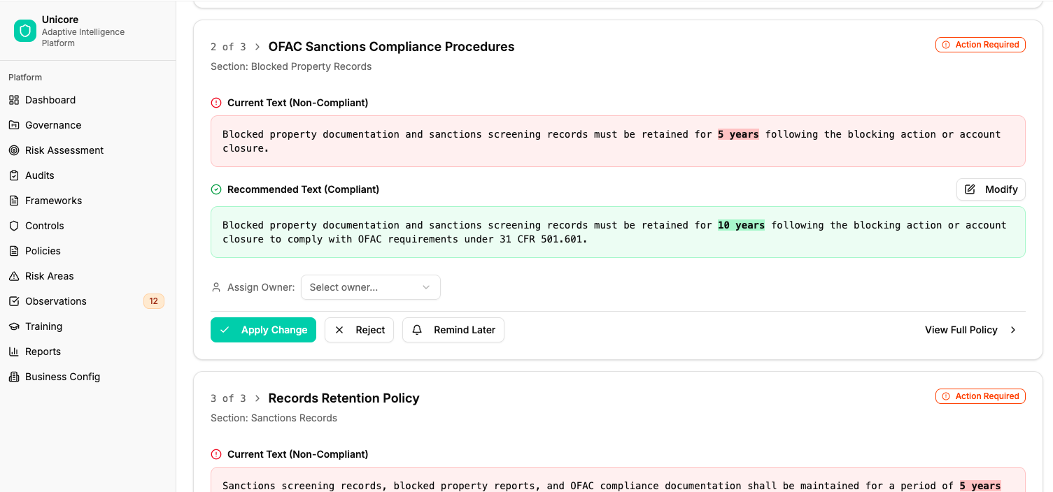 Policy Redline and Recommendations